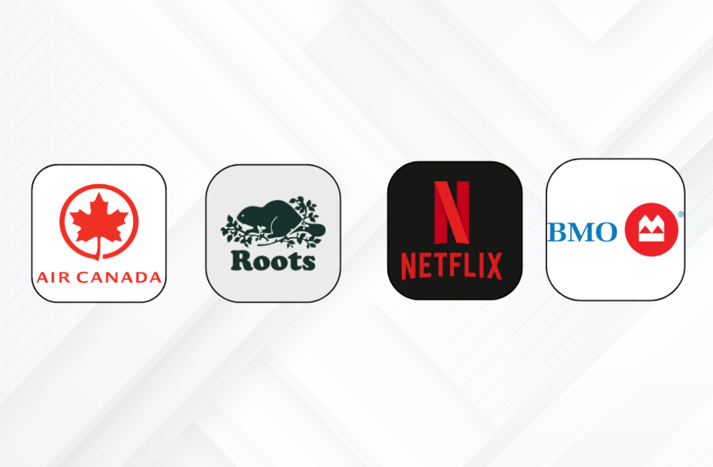 Corporate clients served by PartyPix including Air Canada, BMO, BMW, Netflix, Roots, and United Way